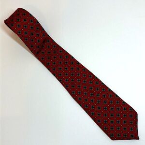 Oscar de la Renta Men's Necktie Tie Silk Red Blue Gold Geometric Made in USA